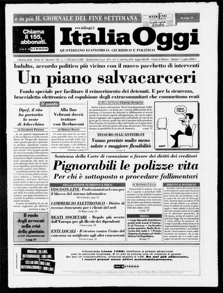 Italia oggi : quotidiano di economia finanza e politica